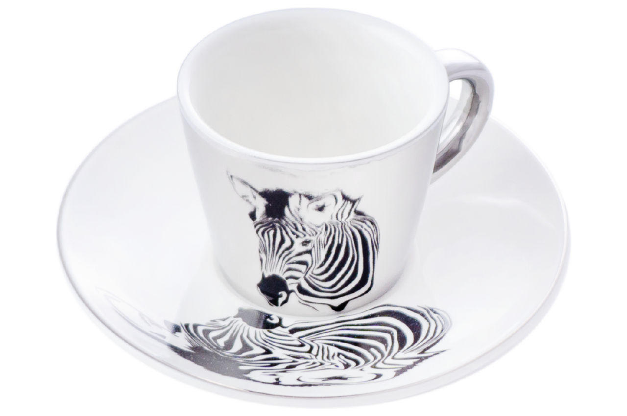 Чашка с блюдцем керамическая Elite - 60 мл зебра 1
