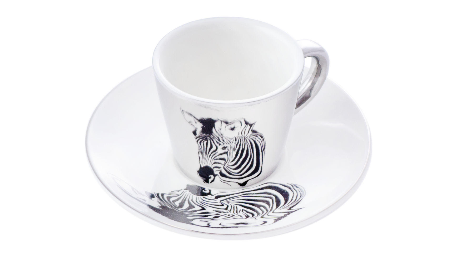Чашка с блюдцем керамическая Elite - 60 мл зебра 6