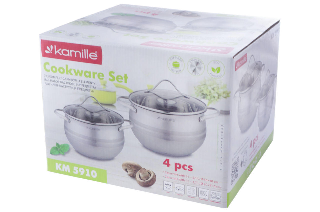Набор посуды нержавеющий Kamille - 2,1 x 3,7 л (2 шт.) 4