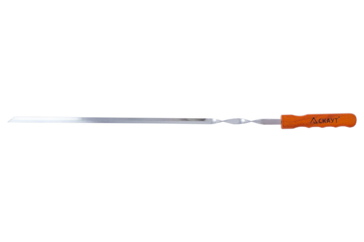 Шампур Скаут - 600 x 10 мм плоский деревянная ручка 1