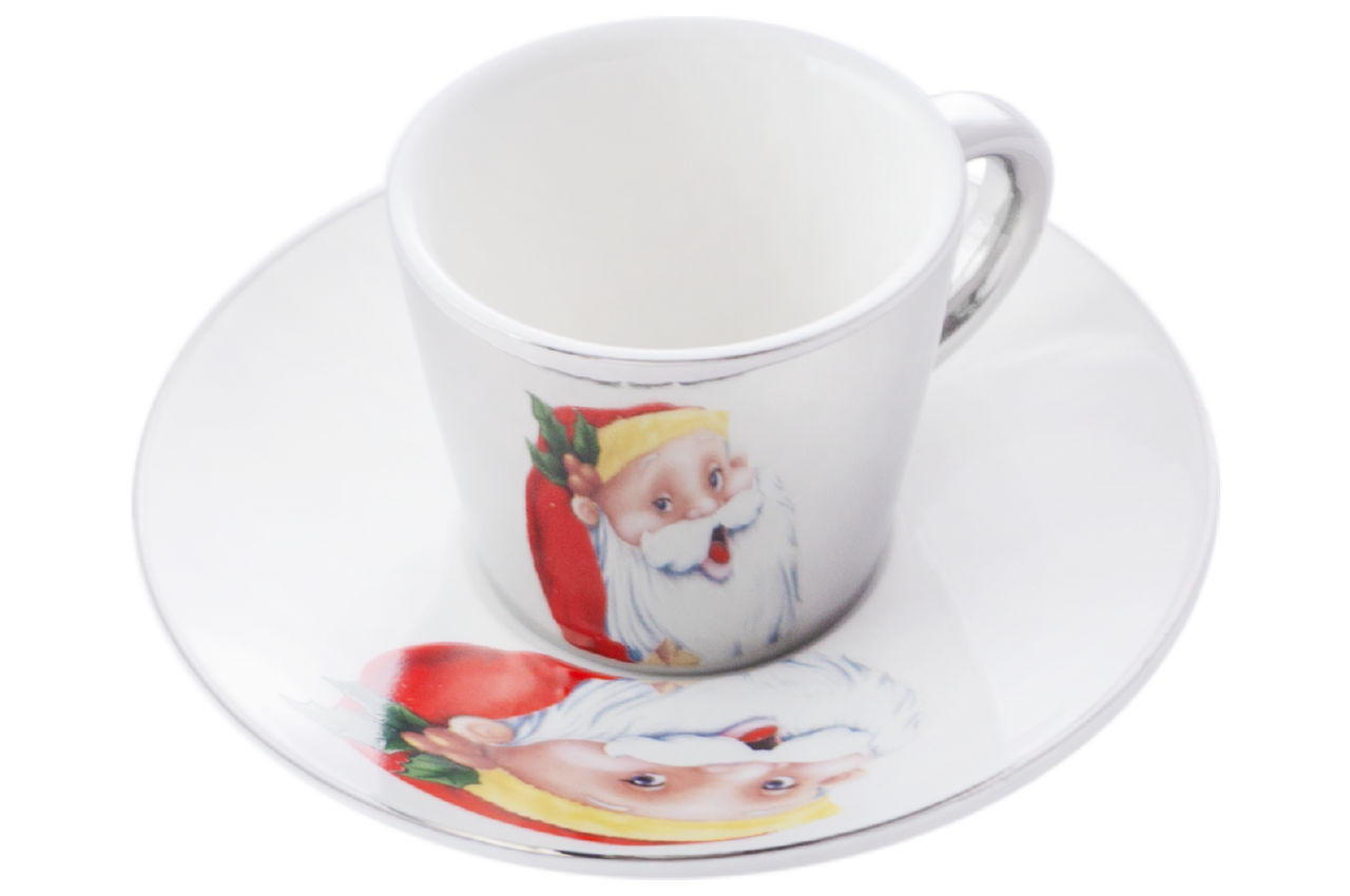 Чашка с блюдцем керамическая Elite - 60 мл Санта-Клаус 1
