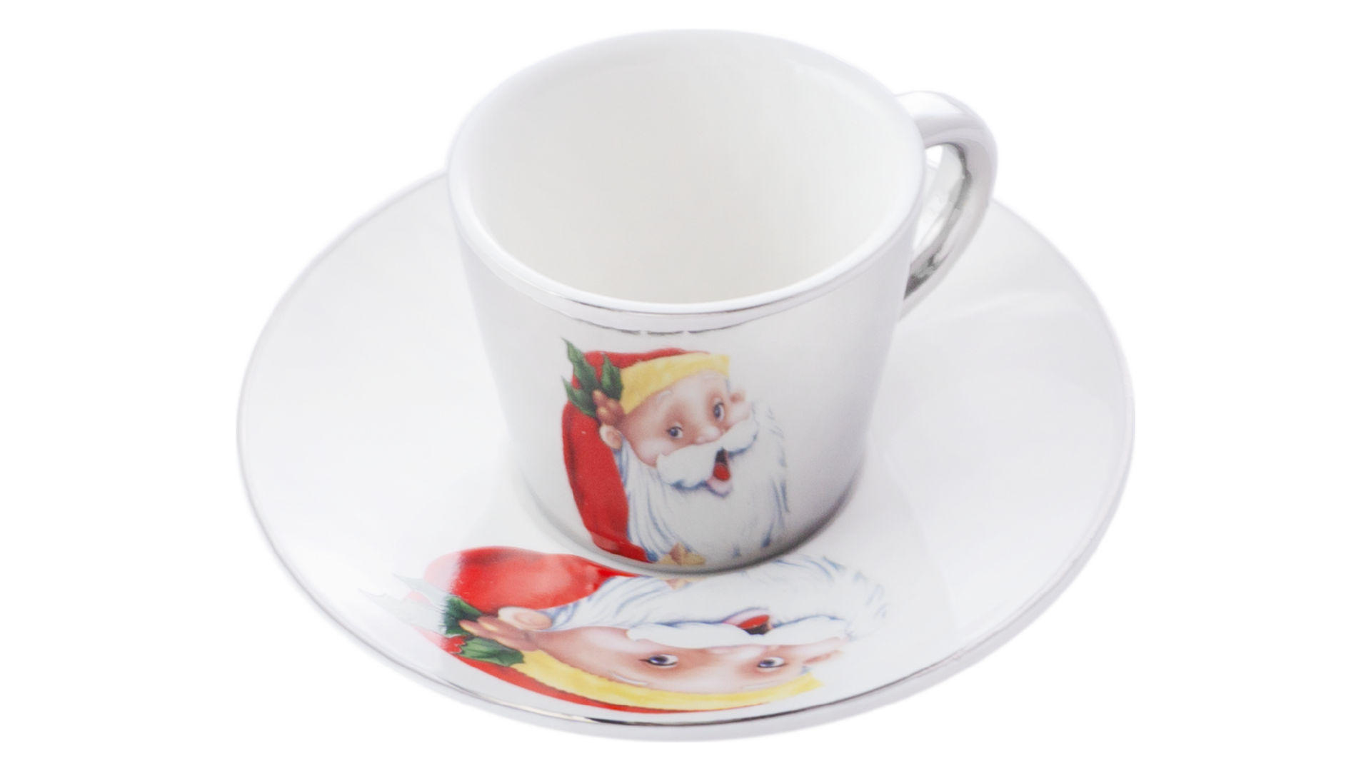 Чашка с блюдцем керамическая Elite - 60 мл Санта-Клаус 4