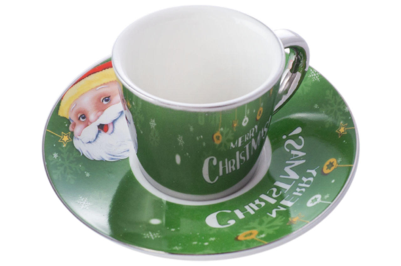 Чашка с блюдцем керамическая Elite - 60 мл Merry Christmas 1