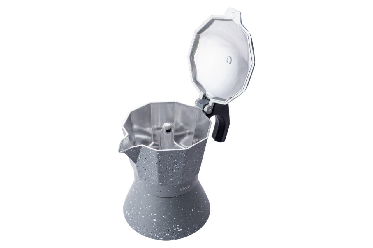 Кофеварка гейзерная алюминиевая Kamille - 150 мл индукция мрамор серый 3