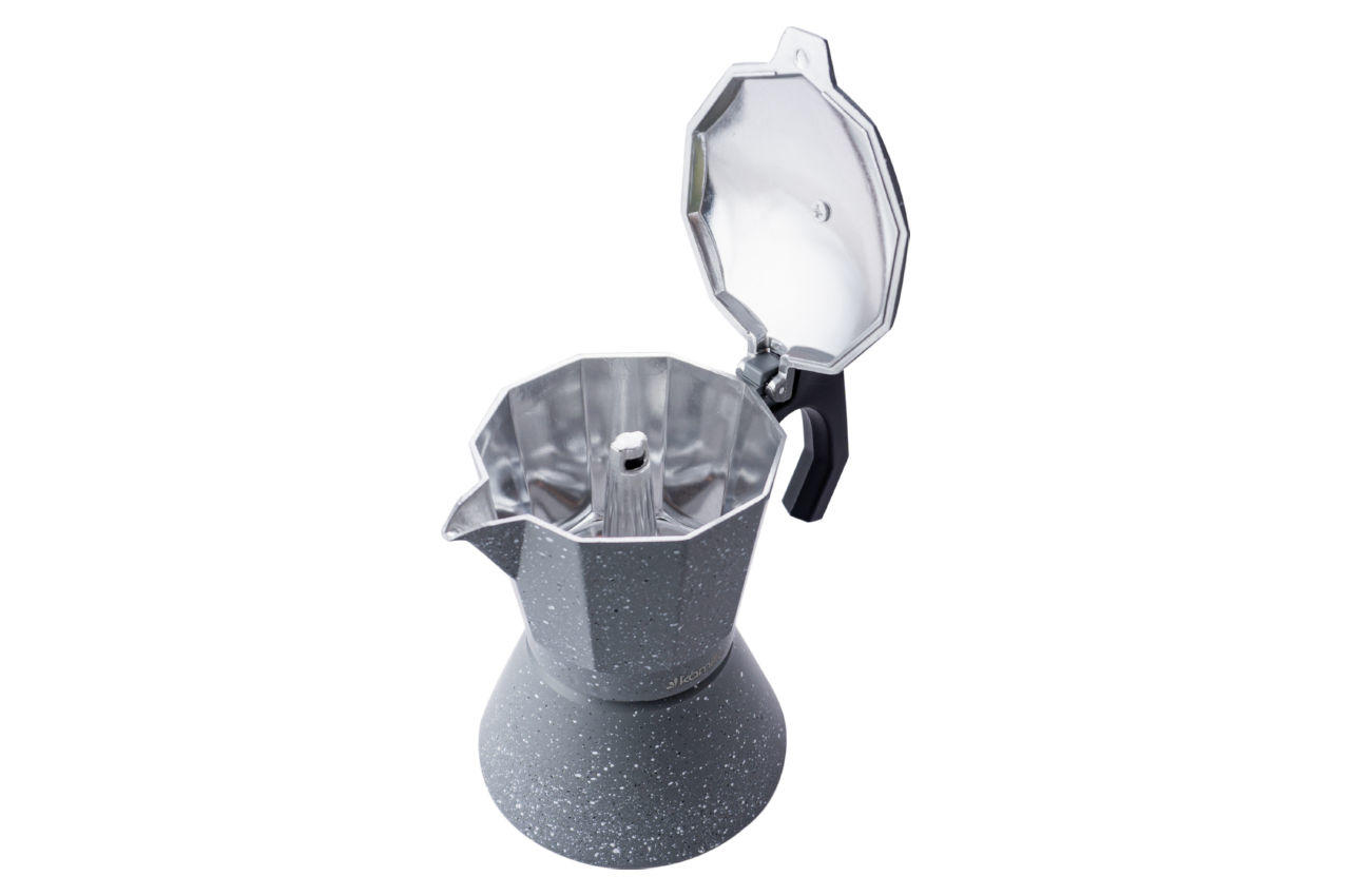 Кофеварка гейзерная алюминиевая Kamille - 300 мл индукция мрамор серый 3