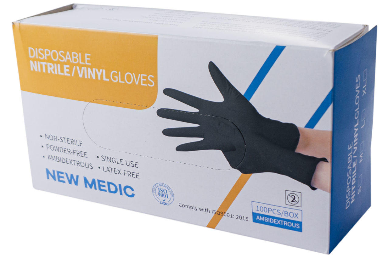 Перчатки PRC New Medic - нитриловые черные XL (100 шт.) 3