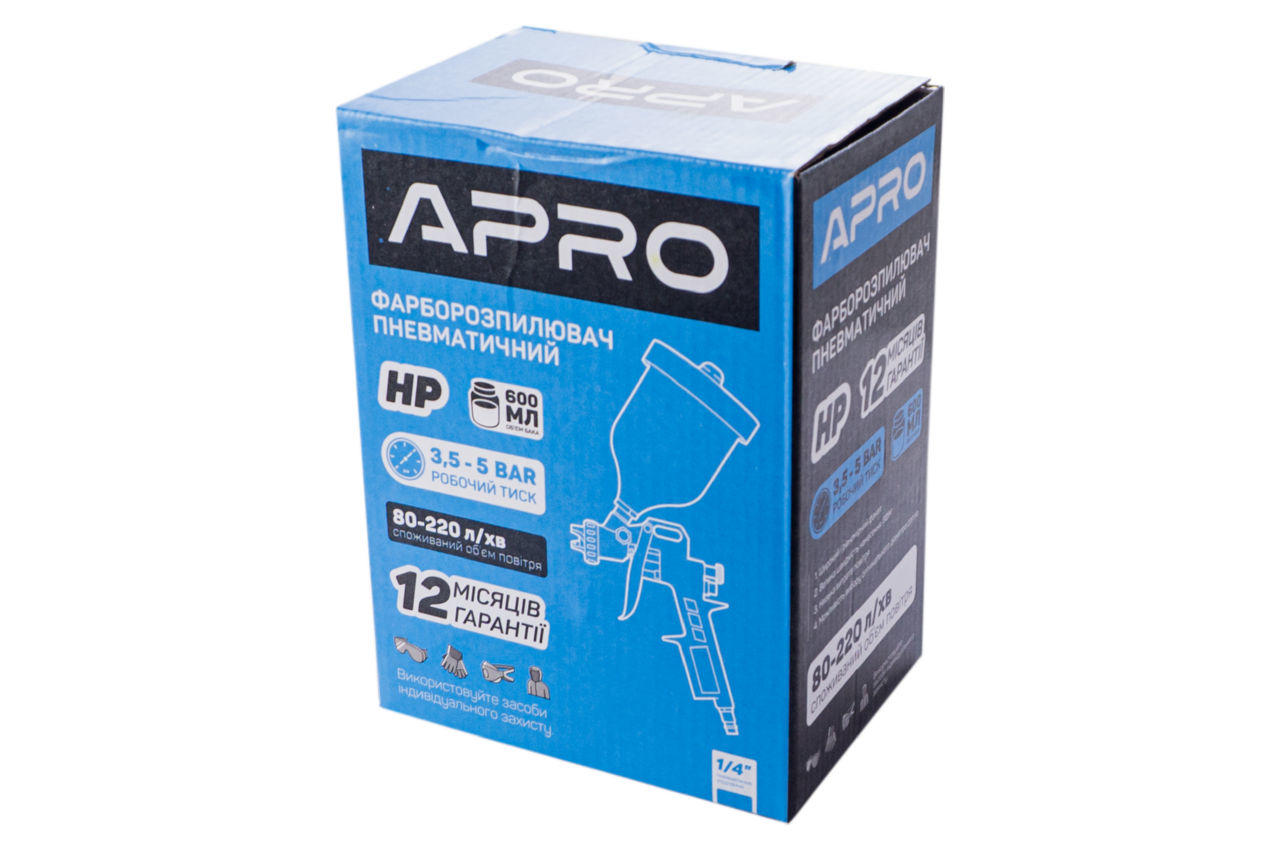 Краскопульт пневматический HP Apro - 600 мл x 2,0 мм ВБ пластик 4