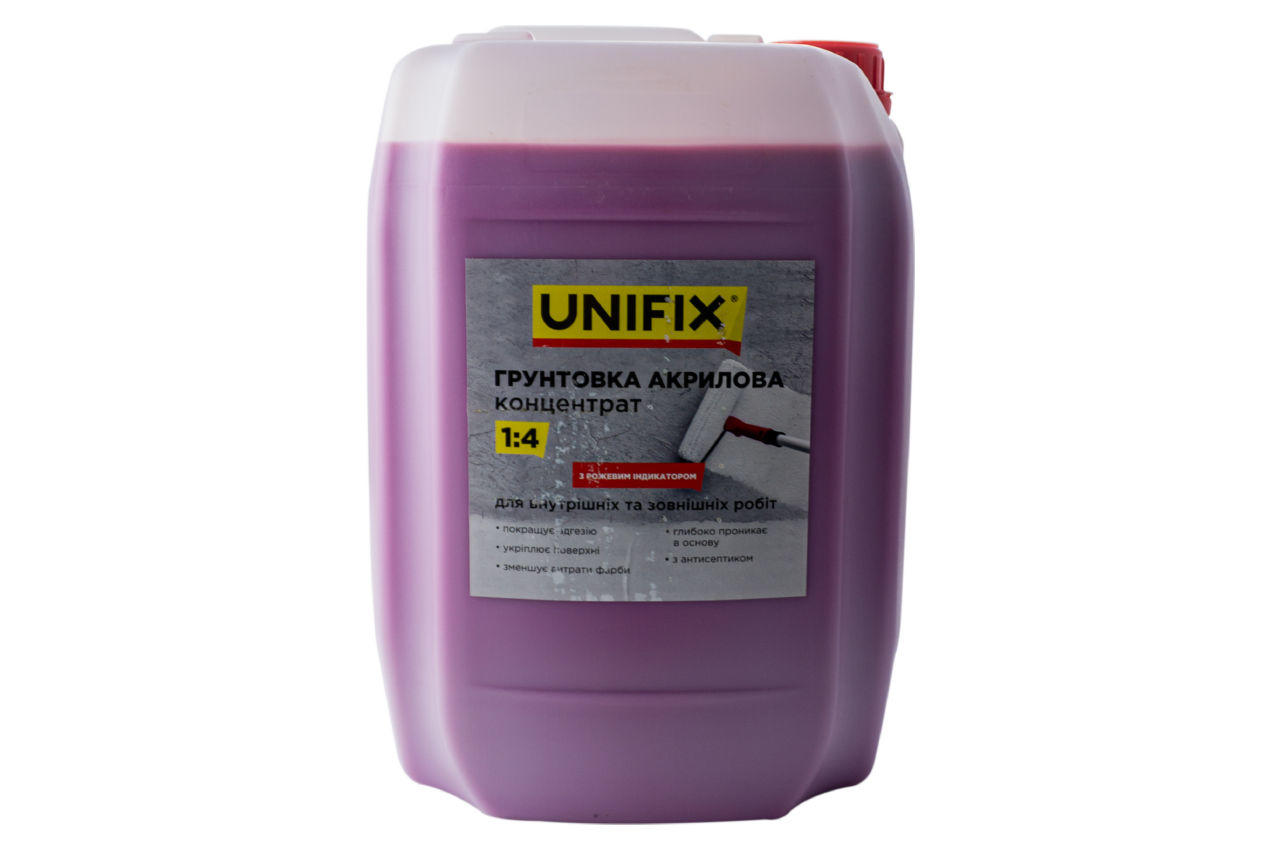 Грунтовка акриловая Unifix - 10 кг x 1:4 концентрат с индикатором 1