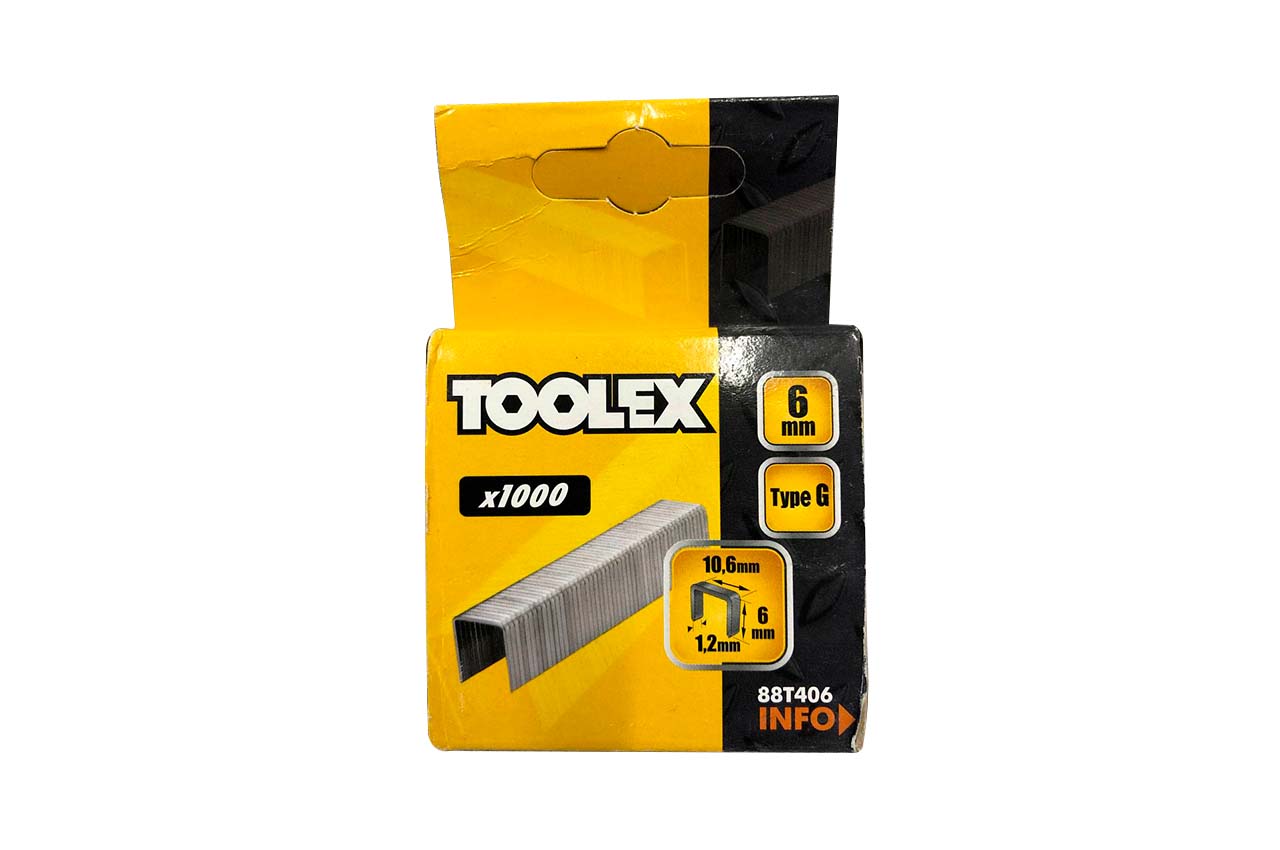 Скоба Toolex - 6 x 1,2 x 10,6мм широкая (1000шт) 1