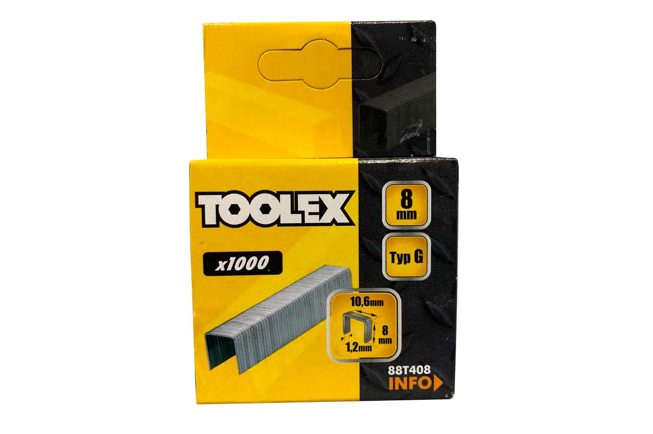 Скоба Toolex - 8 x 1,2 x 10,6мм широкая (1000шт) 1
